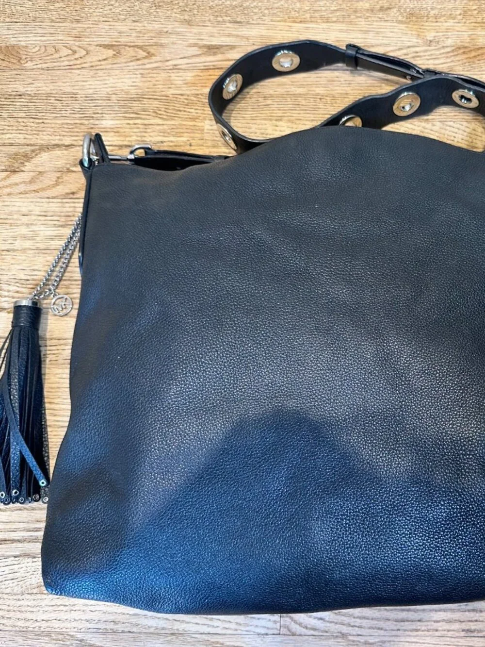 Michael Kors Black Leather Purse with Tassle.